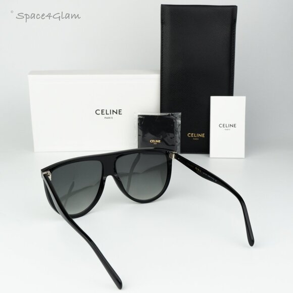 BRAND NEW Celine CL4006IN 01P Shiny Black Gradient Green Geometric Sunglasses - Picture 8 of 10